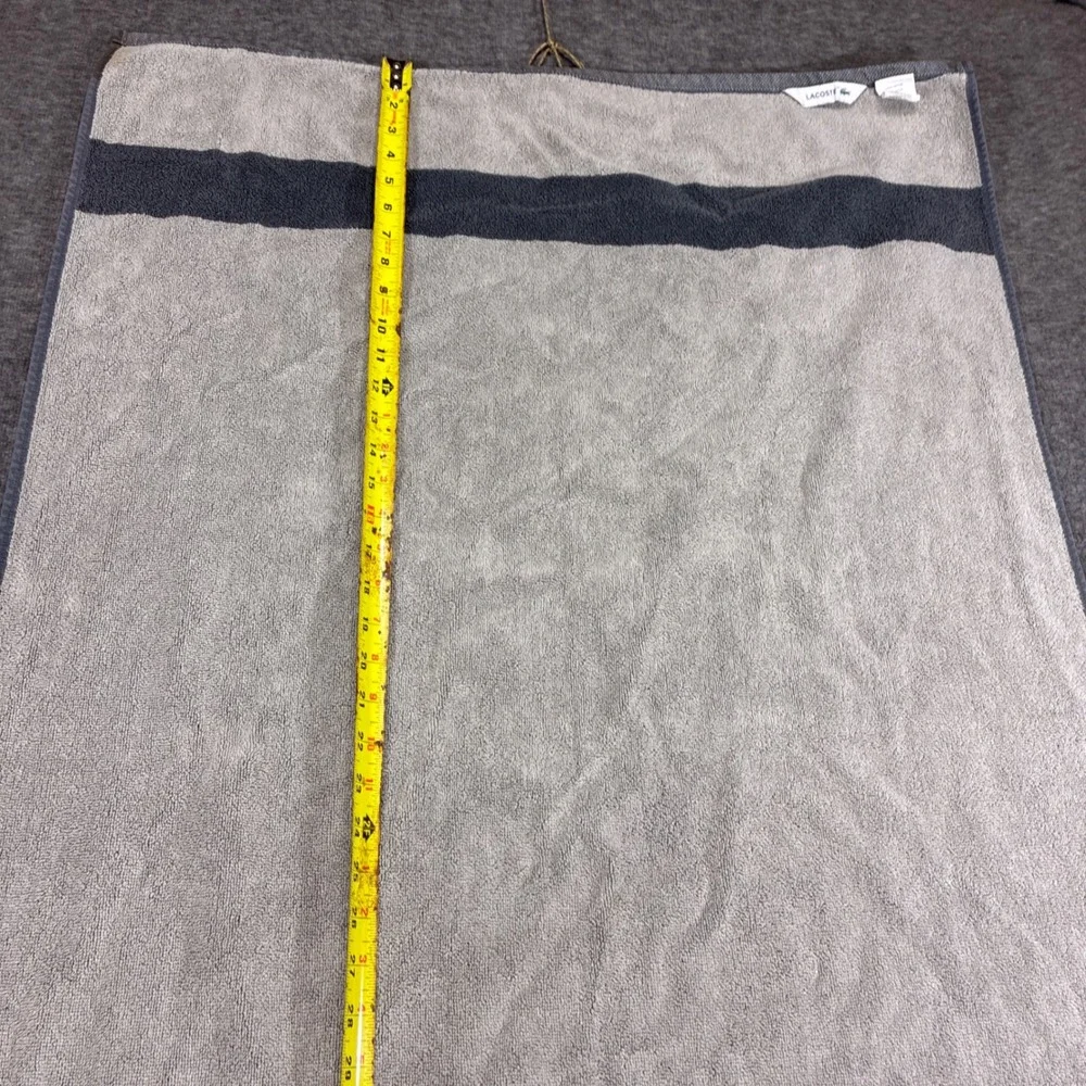 Lacoste Beach Towel Large‎ Gray Vintage Faded Striped Logo Travel Distressed